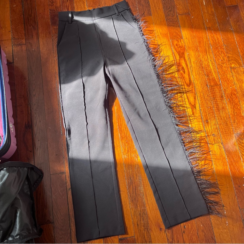 Chic Black Fringe Trousers